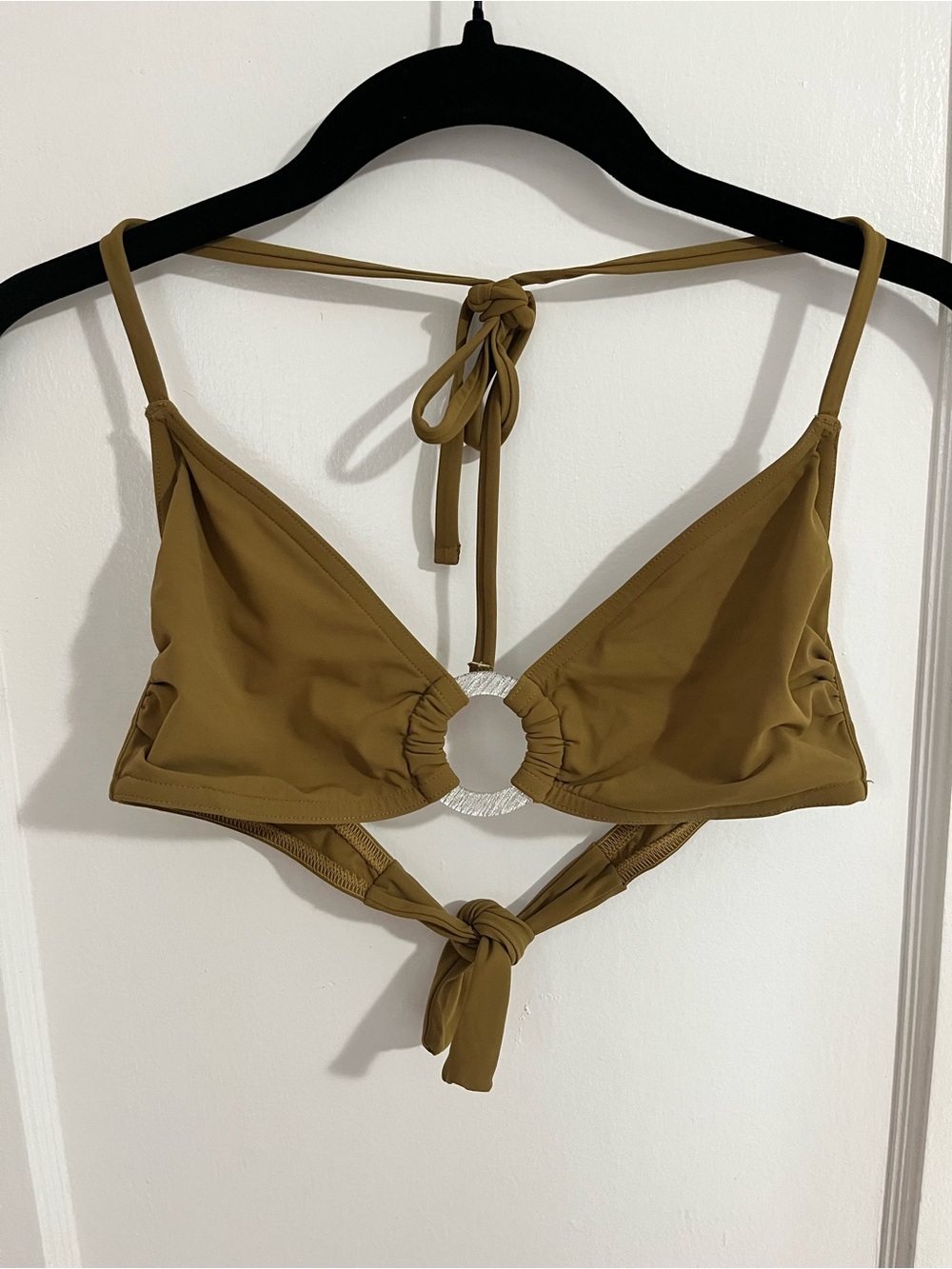 Women's Ring-Front Bikini Top in Olive Brown